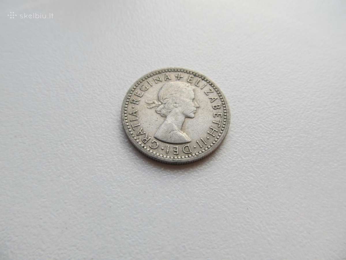 6 pence , Anglija , 1955 . - nuotraukos Nr. 2