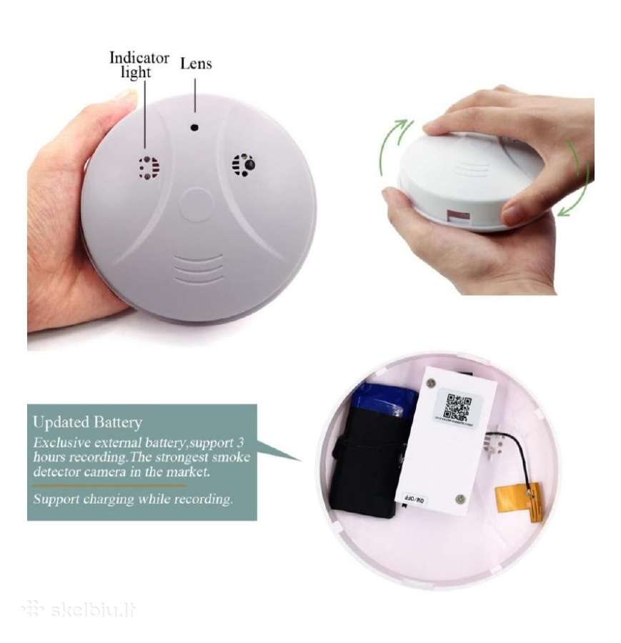 Dūmų detektorius su slapta WiFi kamera - nuotraukos Nr. 3