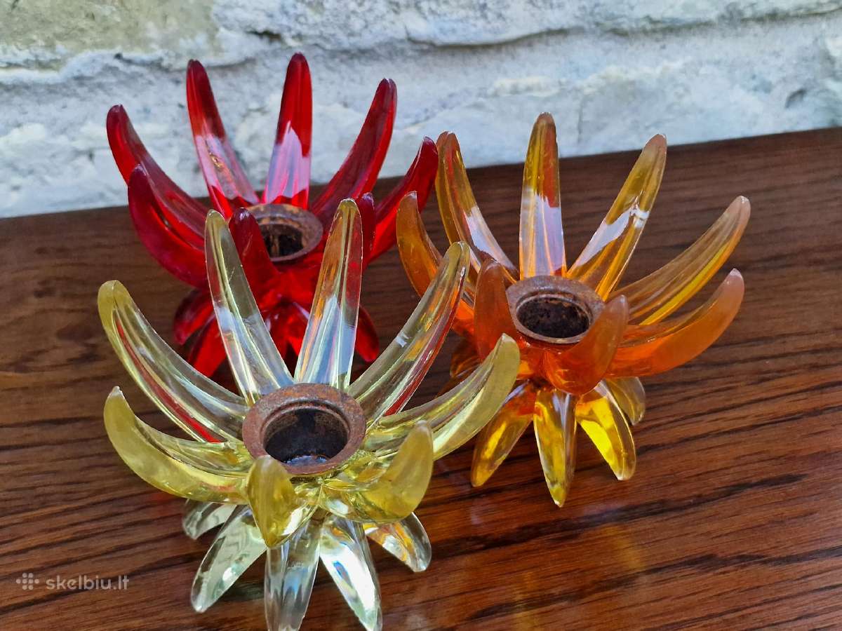 Vintažinės mid century Space Age lucito žvakidės - nuotraukos Nr. 5