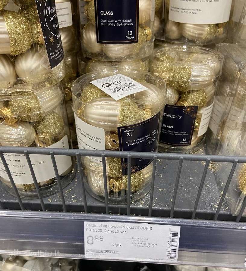 Stikliniai eglutės žaisliukai
