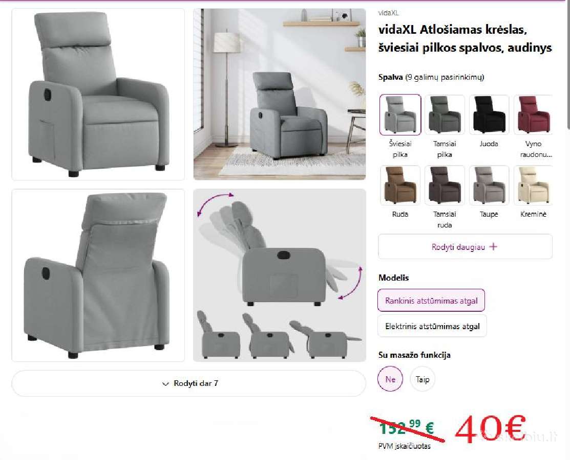 Naujas atlošiamas fotelis