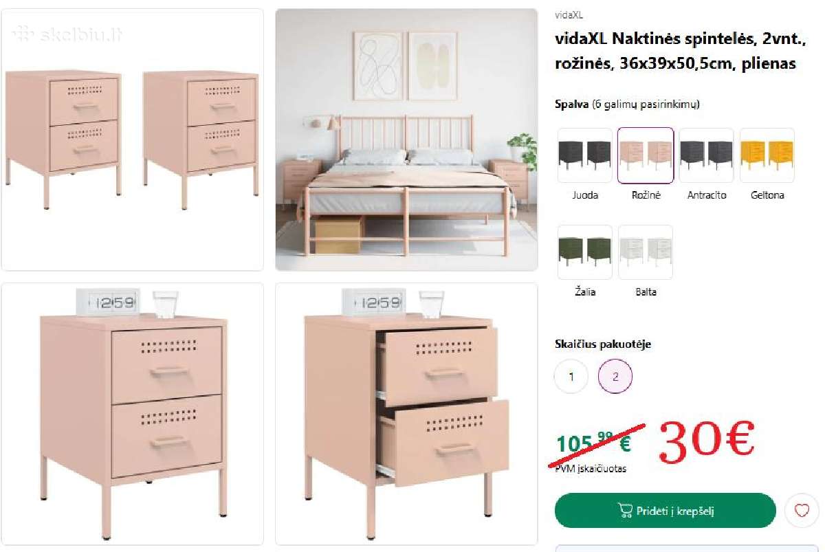 Naujos rožinės spintelės 2 vnt