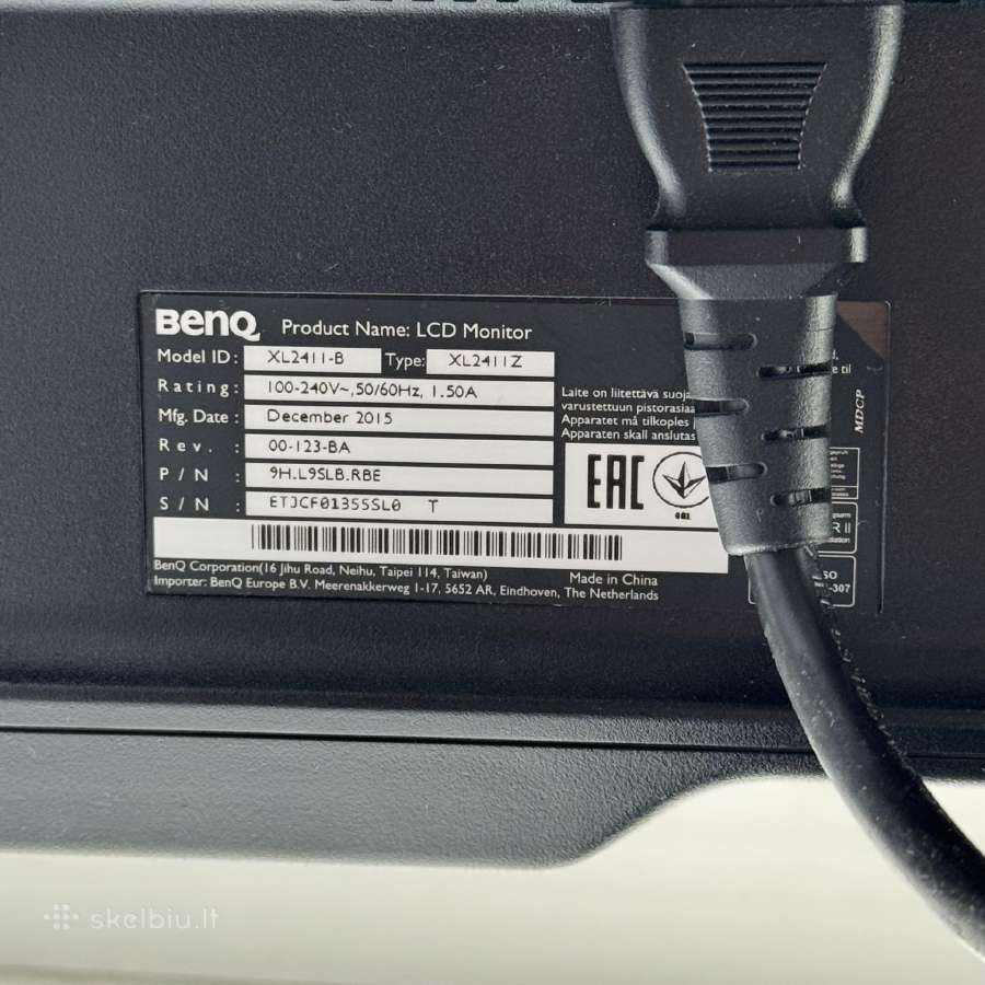 Benq Xl2411z 144hz 1ms 1920x1080 - nuotraukos Nr. 3