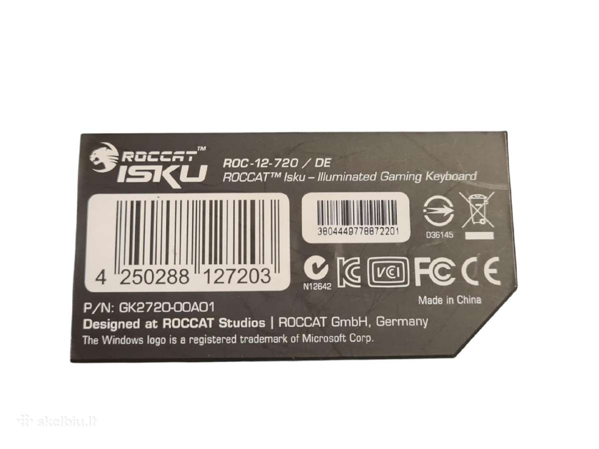 Roccat Isku Roc-12-720 Illuminated Gaming Keyboard - nuotraukos Nr. 6