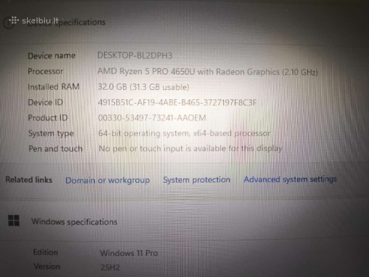 14.0 Fhd Ips Ryzen 5 4650u 32gb 256gb SSD 28% - nuotraukos Nr. 4