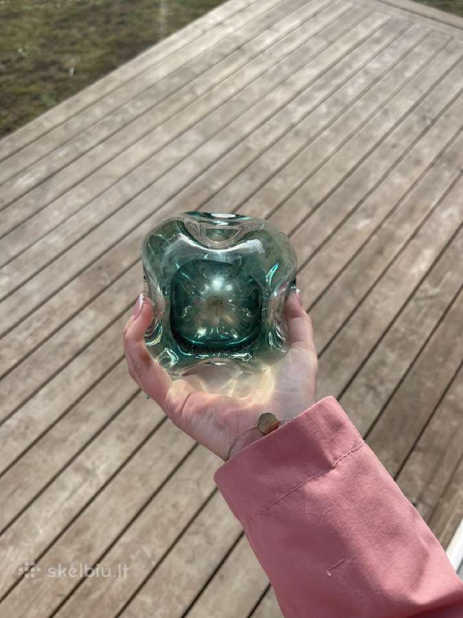Sunki stiklo vaza, Murano stiliaus, vintage - nuotraukos Nr. 3