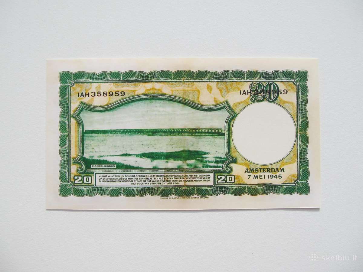 20 guldenu , Nyderlandai , 1945 - nuotraukos Nr. 2