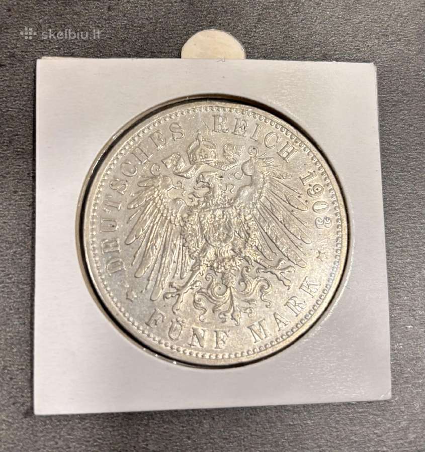 5 markės, Vokietija,sidabrinės monetos 1902,03,04 - nuotraukos Nr. 3