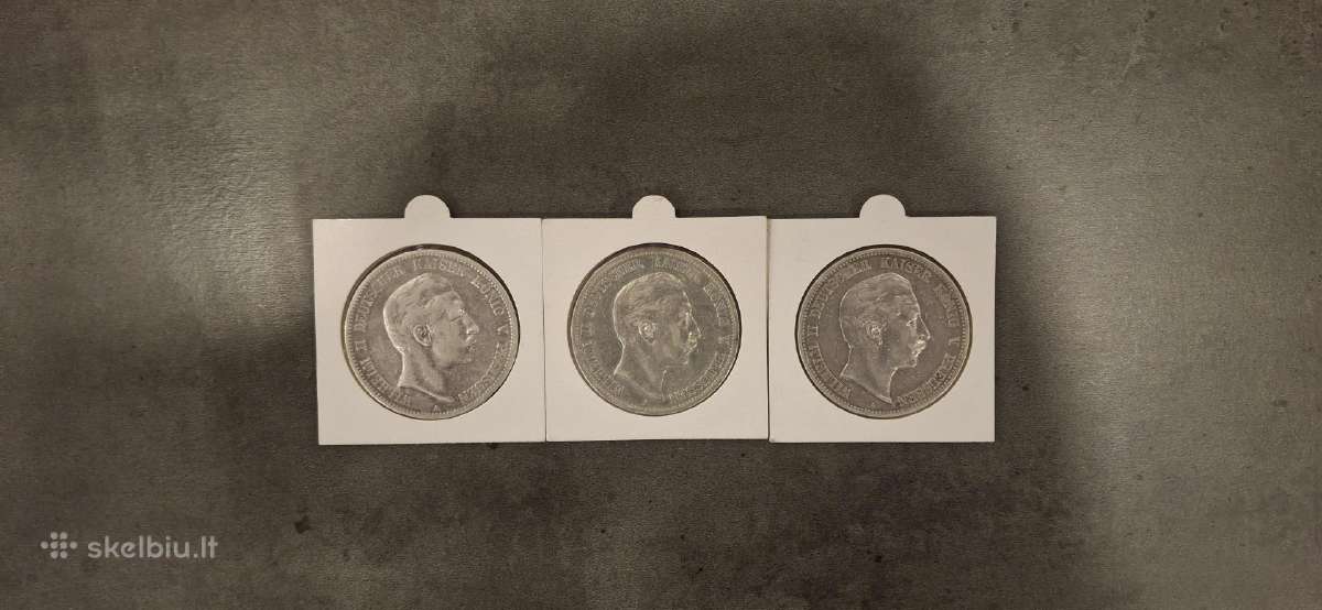 5 markės, Vokietija,sidabrinės monetos 1902,03,04