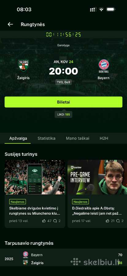 Du bilietai Žalgiris Bayern 108 sektorius