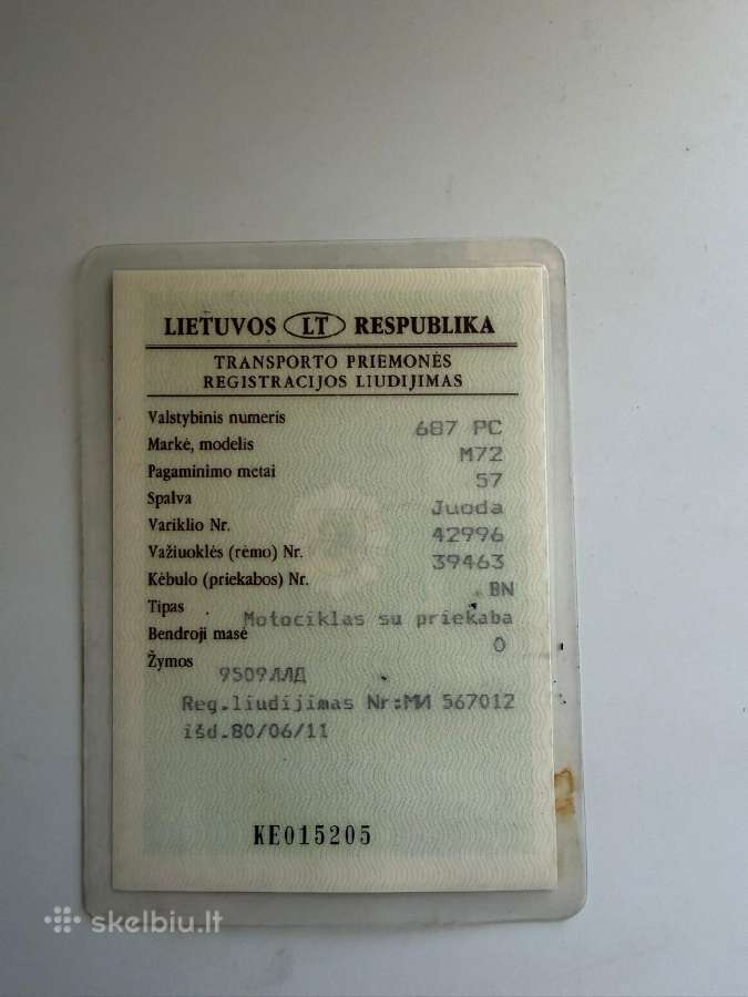 Parduodamas 1957 metų motociklas M72 - nuotraukos Nr. 9