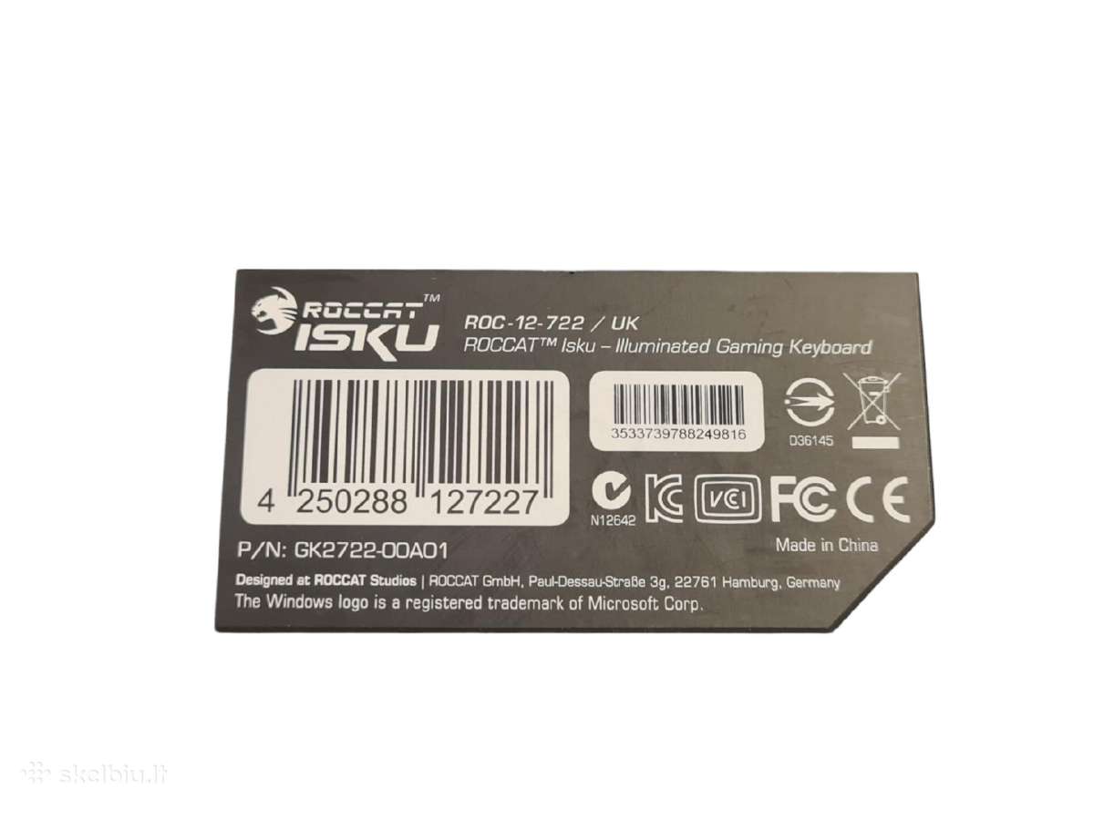 Roccat Isku Roc-12-720 Illuminated Gaming Keyboard - nuotraukos Nr. 16