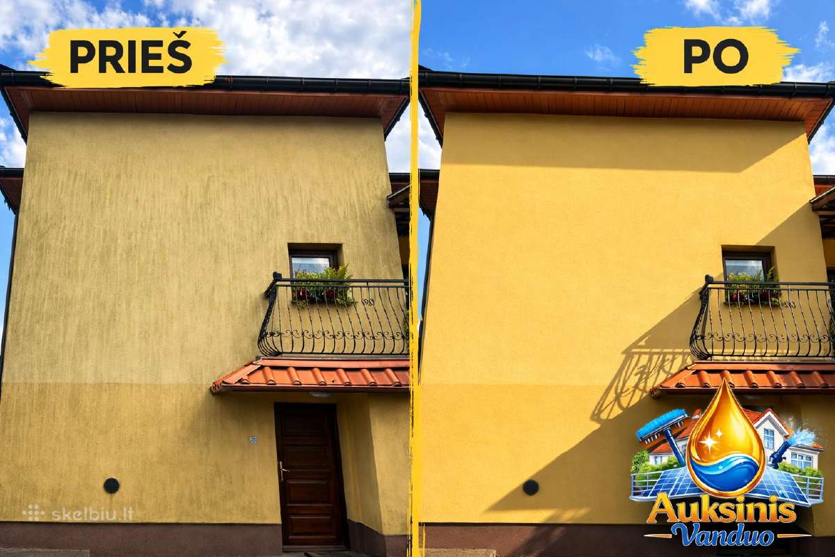 Fasadų,stogų,trinkelių,saulės modulių plovimas