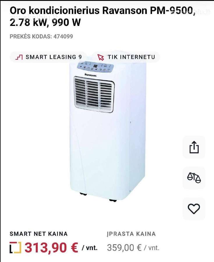 Mobilus oro kondicionierius Ravanson Pm-9500, 1kw
