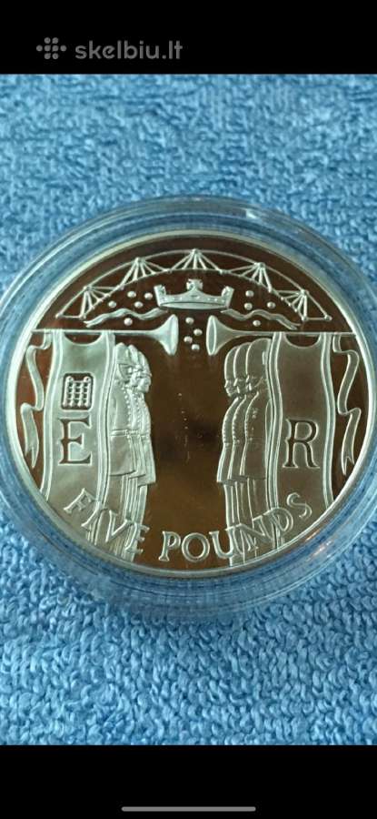 Moneta Alderney 2002m. 5 svarai, sidabras, (.925)
