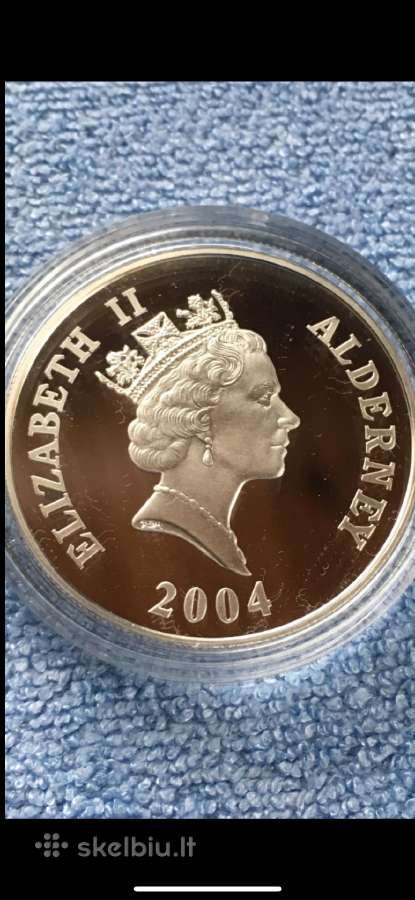 Moneta Alderney 2004m. 5 svarai, sidabras, (.925) - nuotraukos Nr. 2