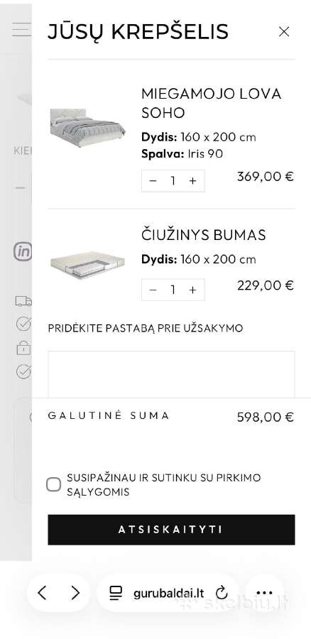 Parduodama nauja lova su čiužiniu
