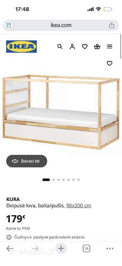 Parduosiu vaikiska lova uz gera kaina.