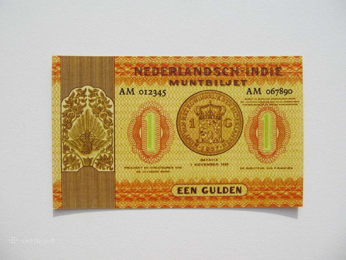 1 guldenas , Nyderlandu Indija , 1939