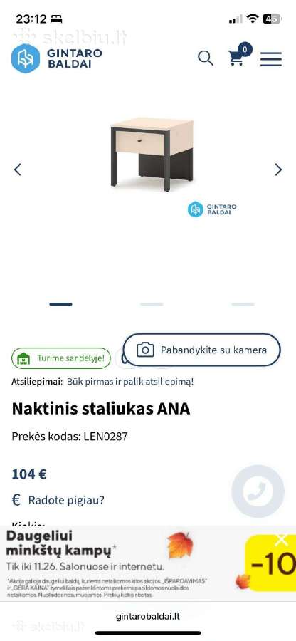 Naktinis staliukas Ana. Naujas. - nuotraukos Nr. 2