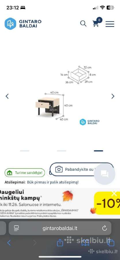 Naktinis staliukas Ana. Naujas. - nuotraukos Nr. 3