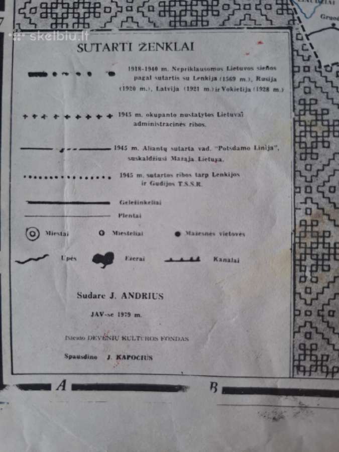 Istorinis Lietuvos žemėlapis 1979 m. JAV - nuotraukos Nr. 2