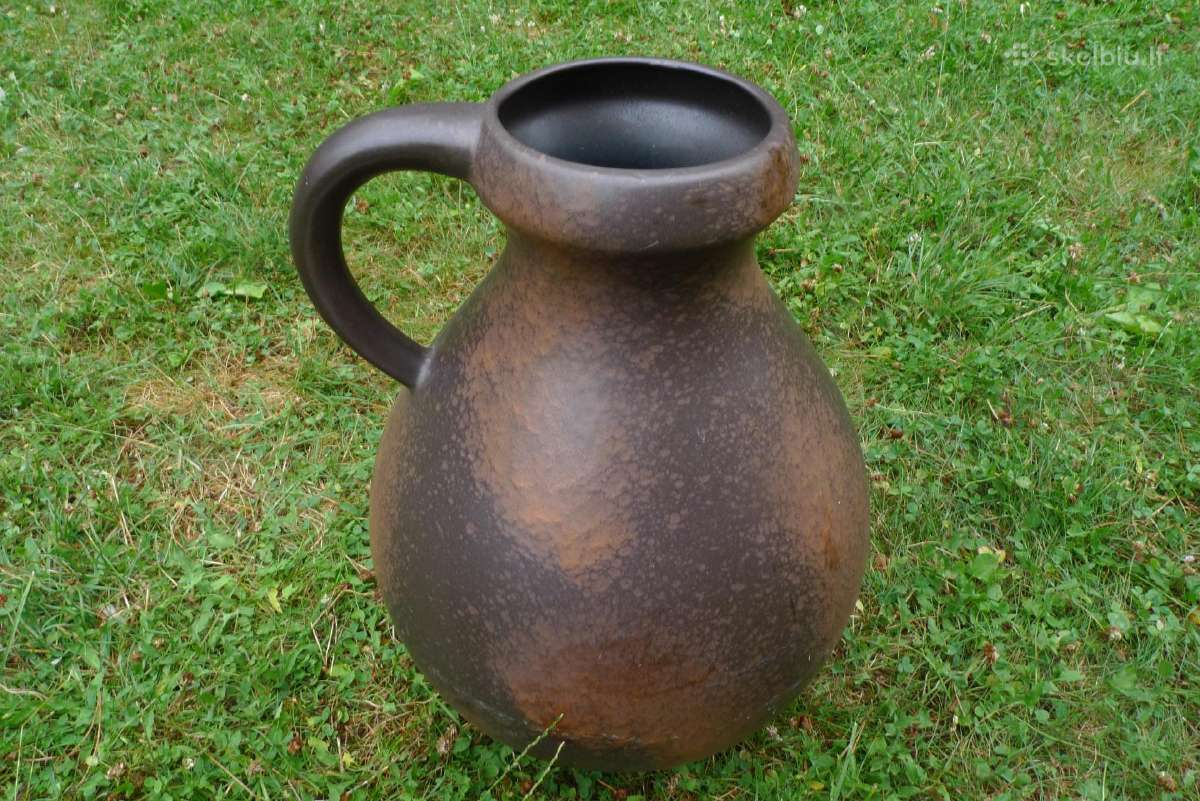 Vokiška didelė storo molio vaza neeilinė 70 cm auk - nuotraukos Nr. 3