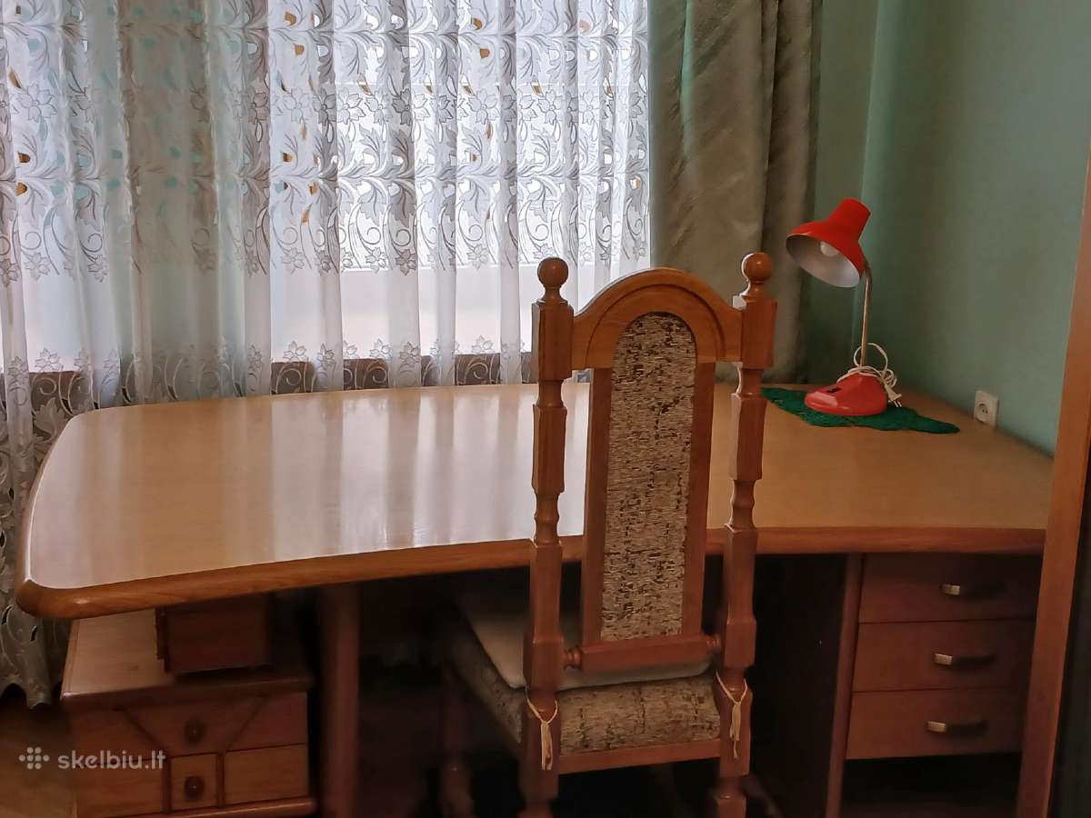 Balinto ąžuolo kabinetinis stalas su priestaliu - nuotraukos Nr. 6