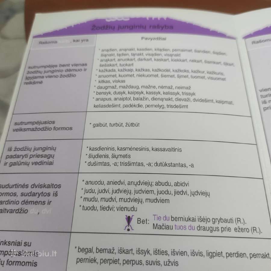 Žodžių rašybos lentelės - nuotraukos Nr. 2