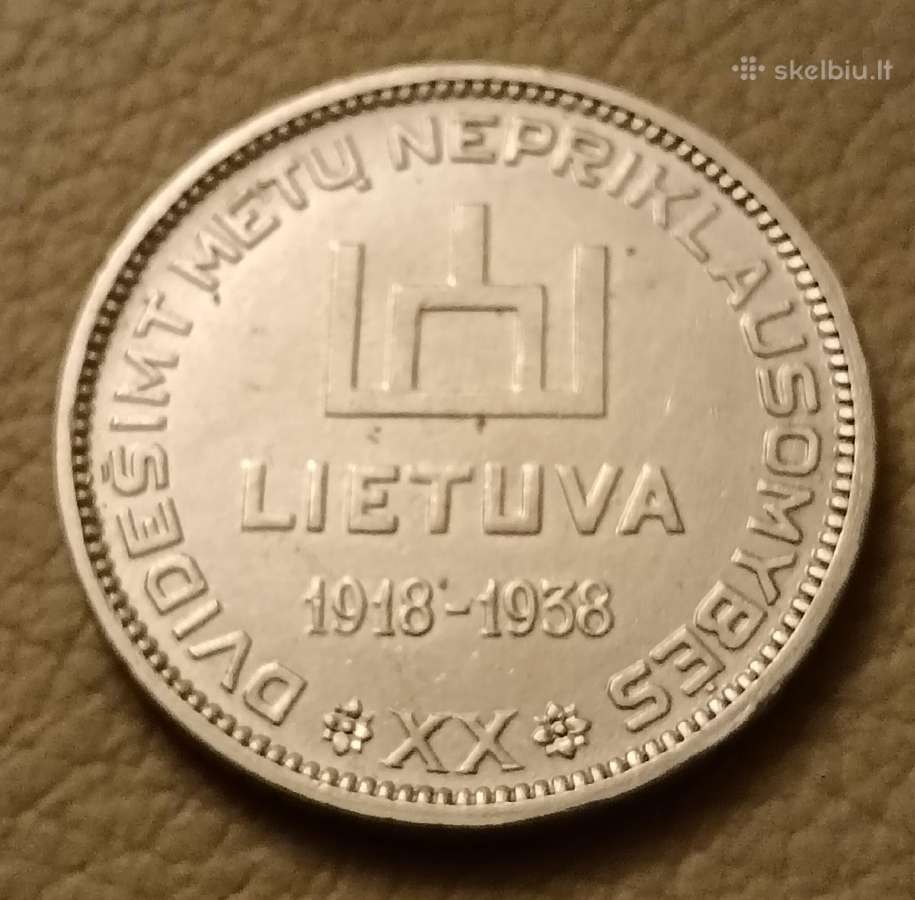 1938 m. 10 litų sidabrinė moneta - nuotraukos Nr. 2