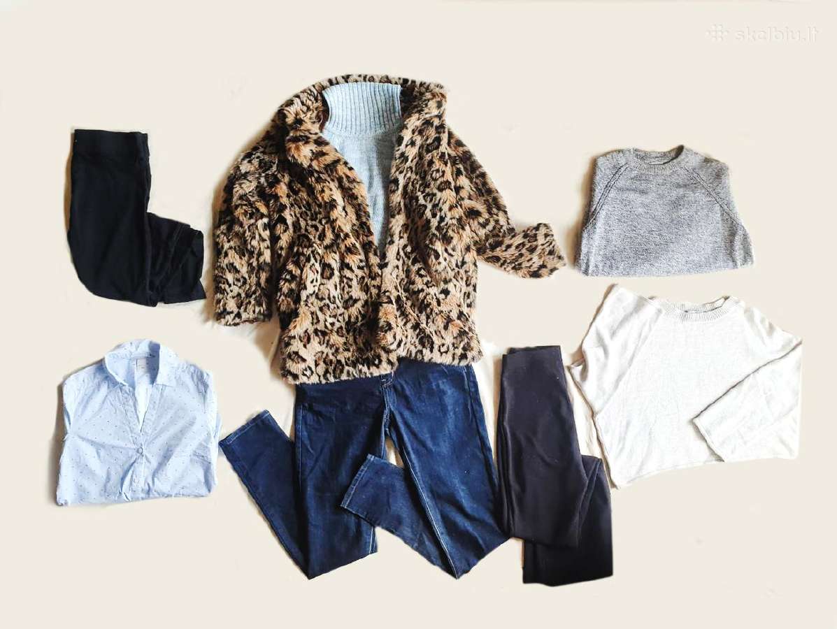 XS paketas Bershka + H&m su leopardiniu kailinuku