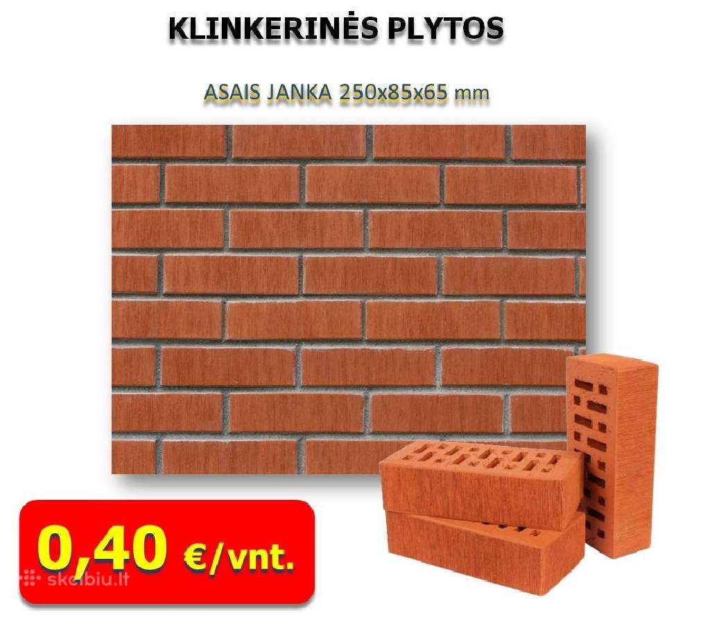 Klinkerio apdailos plytos 250x85x65 mm – 0.40 eur - nuotraukos Nr. 2