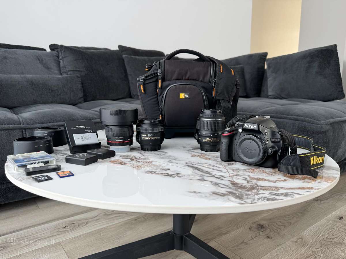 Nikon D5100 fotoaparatas + 3 objektyvai