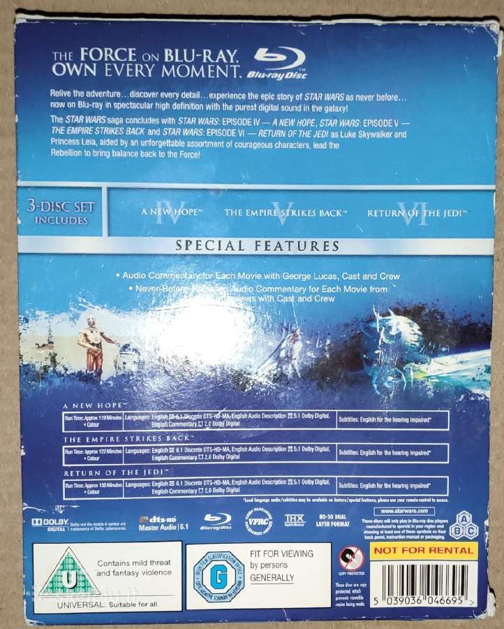 Star Wars 4, 5, 6 epizodai bluray box - nuotraukos Nr. 3