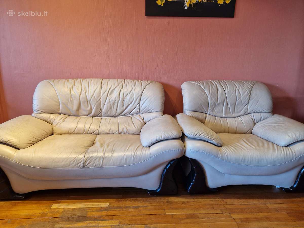 Parduodu odinę sofą ir fotelį - nuotraukos Nr. 2