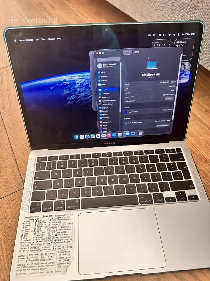 MacBook Air M1 13 8gb/256gb – puikus stovis