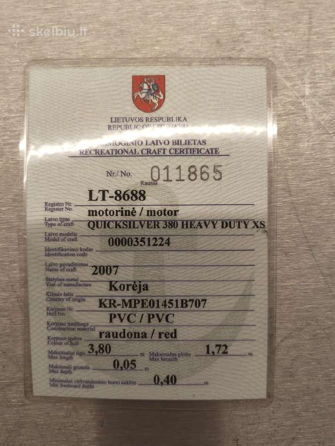 Quicksilver 380 Heavy duty XS - nuotraukos Nr. 17