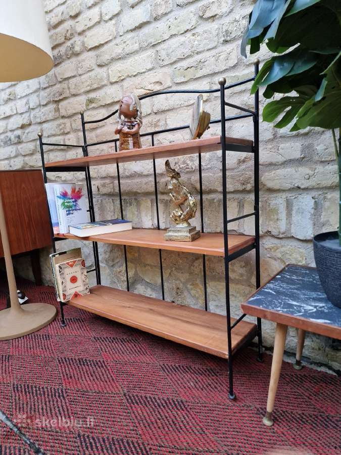 Vintažinė mid century knygų/neknygų lentyna - nuotraukos Nr. 19