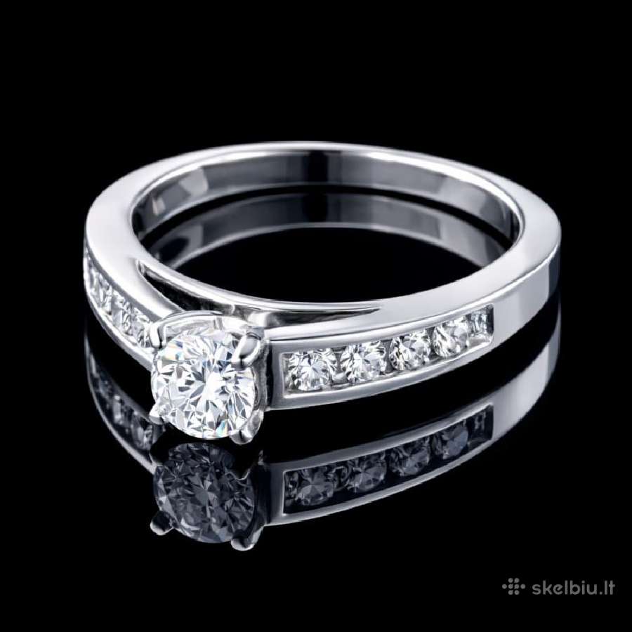 Balto 750 prabos Aukso Žiedas Su Deimantais 0.65ct