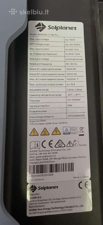 Inverteris Solplanet Asw10k-lt-g2 Pro