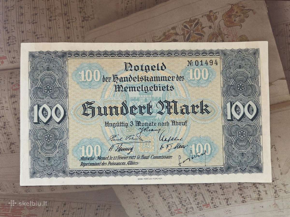 100 mark 1922 Memel Klaipėda