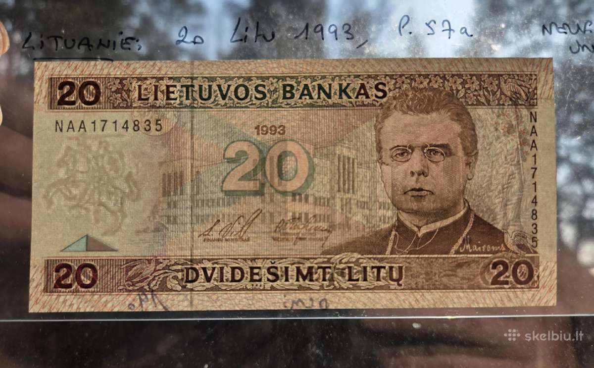 20 litų 1993 Lietuva - unc idealus - nuotraukos Nr. 3