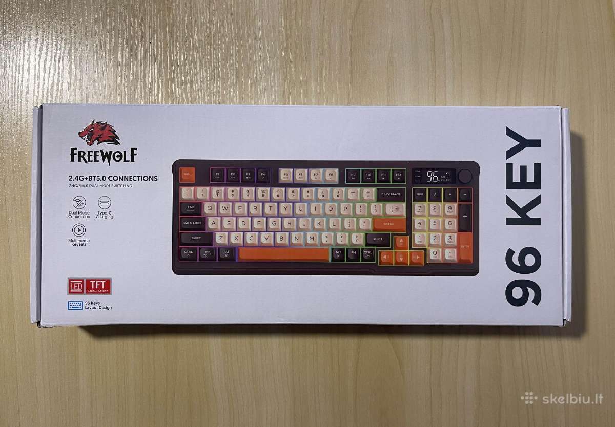 Freewolf belaidė wireless gaming klaviatūra