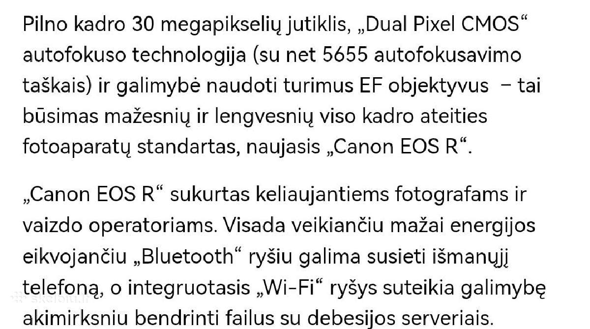 Parduodu fotoaparatą Canon EOS R body - nuotraukos Nr. 6