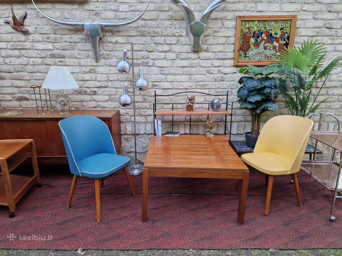 Vintažinės mid century spyruoklinės vinilo kėdės - nuotraukos Nr. 6