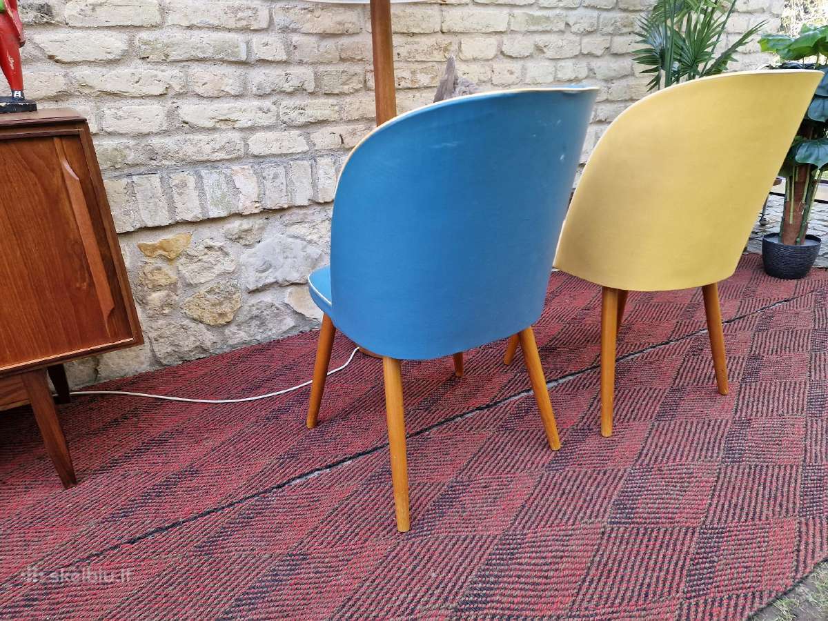 Vintažinės mid century spyruoklinės vinilo kėdės - nuotraukos Nr. 10