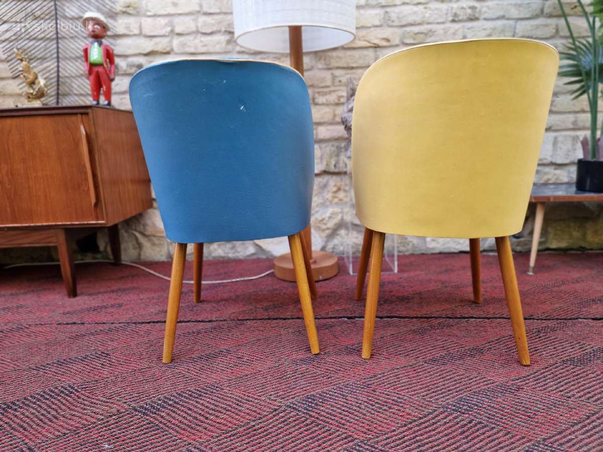 Vintažinės mid century spyruoklinės vinilo kėdės - nuotraukos Nr. 12