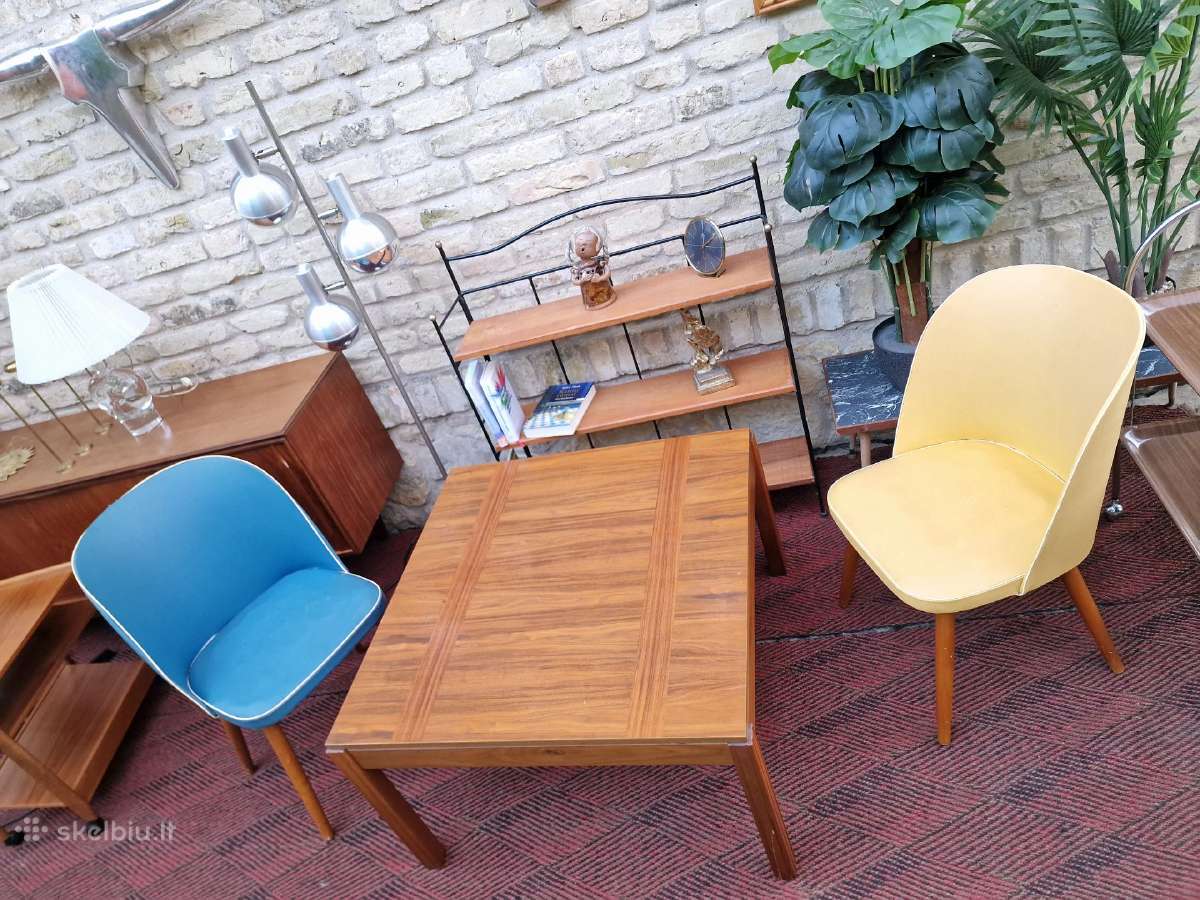 Vintažinės mid century spyruoklinės vinilo kėdės - nuotraukos Nr. 26