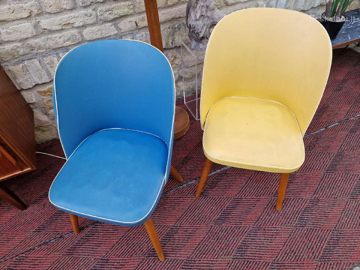 Vintažinės mid century spyruoklinės vinilo kėdės - nuotraukos Nr. 27