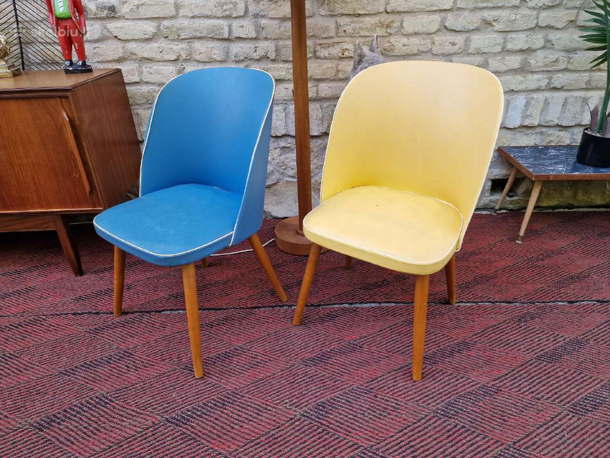 Vintažinės mid century spyruoklinės vinilo kėdės - nuotraukos Nr. 29
